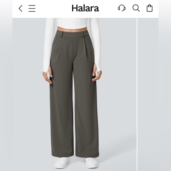 HALARA Pants - HALARA Gray Wide-Leg Pants with Relaxed Silhouette